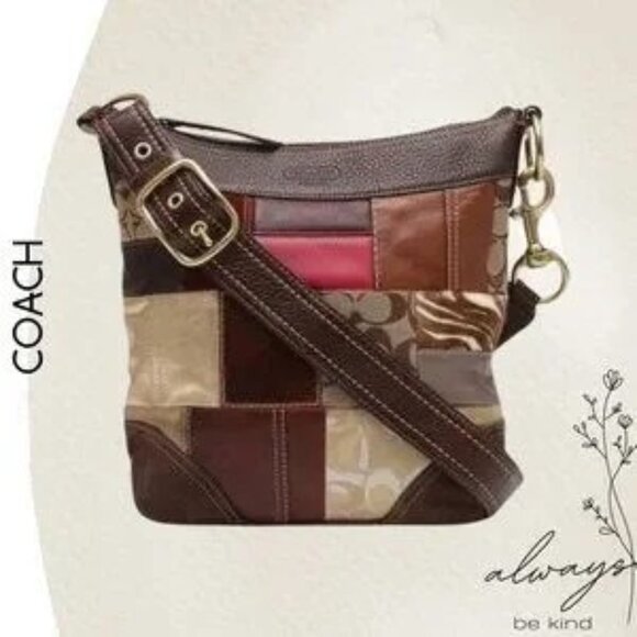 Vintage Coach Holiday Patchwork Crossbody Bag Purse c - Picture 1 of 14